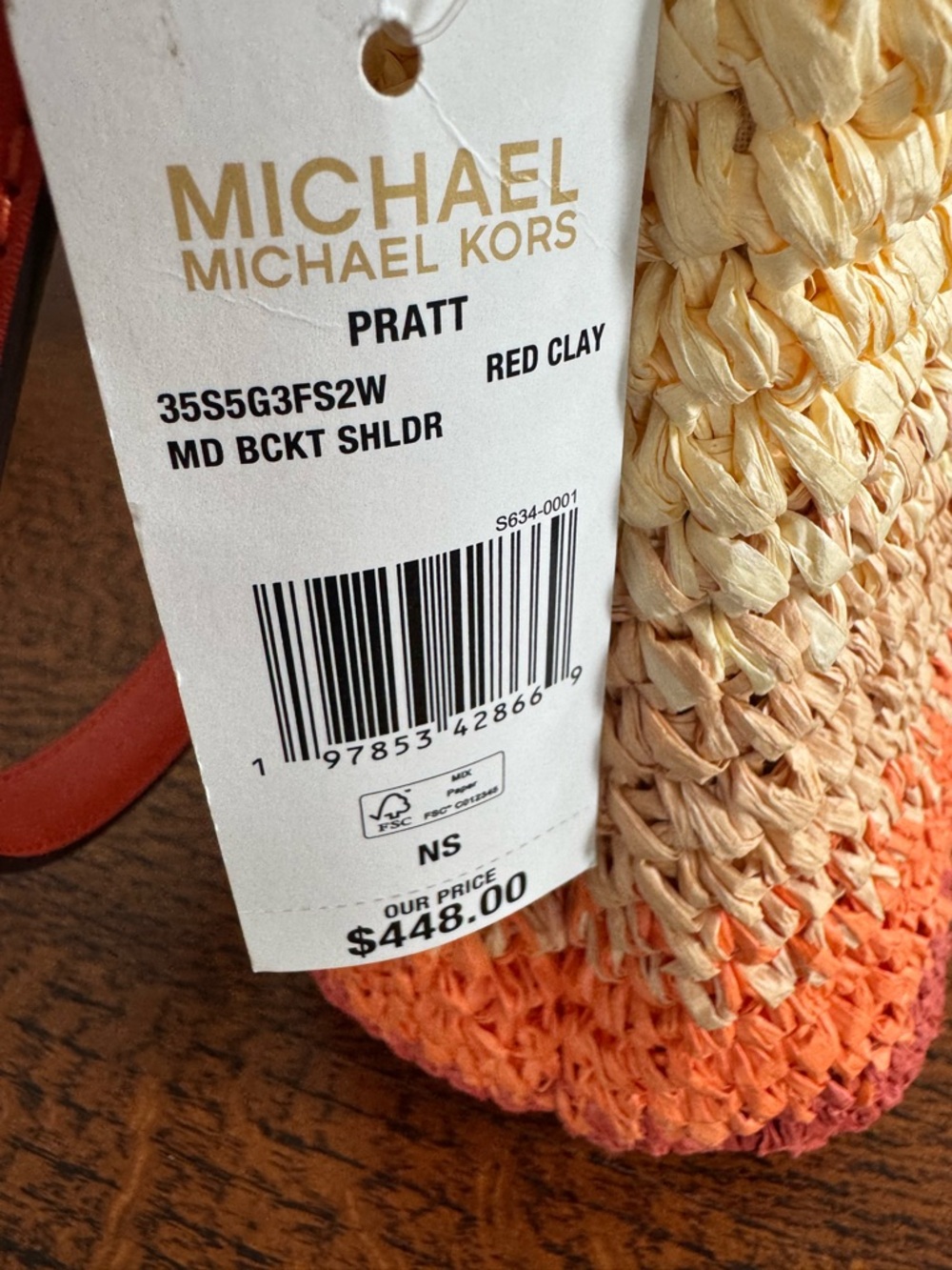 NWT Michael Kors Pratt Medium Straw Ombre Shoulder Bag - Picture 16 of 16
